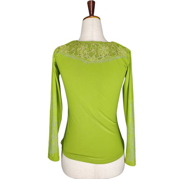 Vintage Domi Collection Green Rhinestone Top - Size Small - Picture 6 of 8